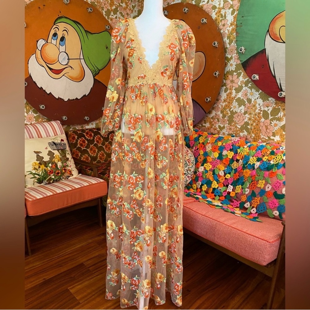 NEW XS Love & Lemons Lace Maxi Dress